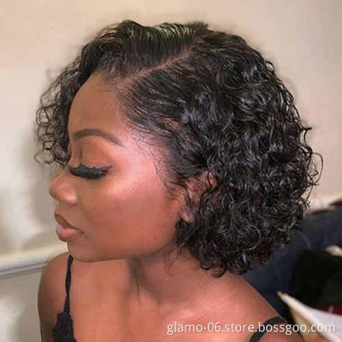10 inch middle part short braided bob style human brazilian hair lace front wigs